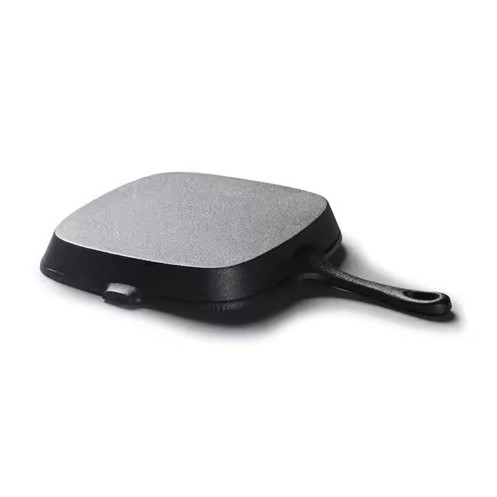Pre-Seasoned Cast Iron Skillet Grill Pan 9 Inch Square Steak Pan with Cooking Ridges