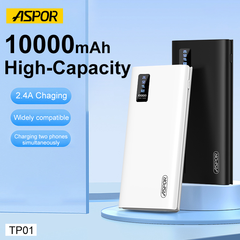 Aspor OEM ODM Mobile Phone Portable Power Bank 10000mAh 20000mAh 30000mAh