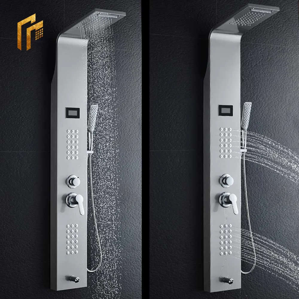 Wall Mount Tub Filler Waterfall Shower Panel with Hand Shower