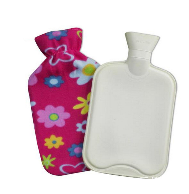 Rubber Hot Water Bottle with Single Side Flannelette Cover