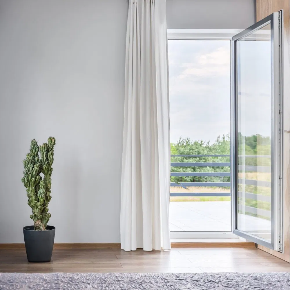 Двустворчатая распашная дверь из UPVC для коммерческих зданий