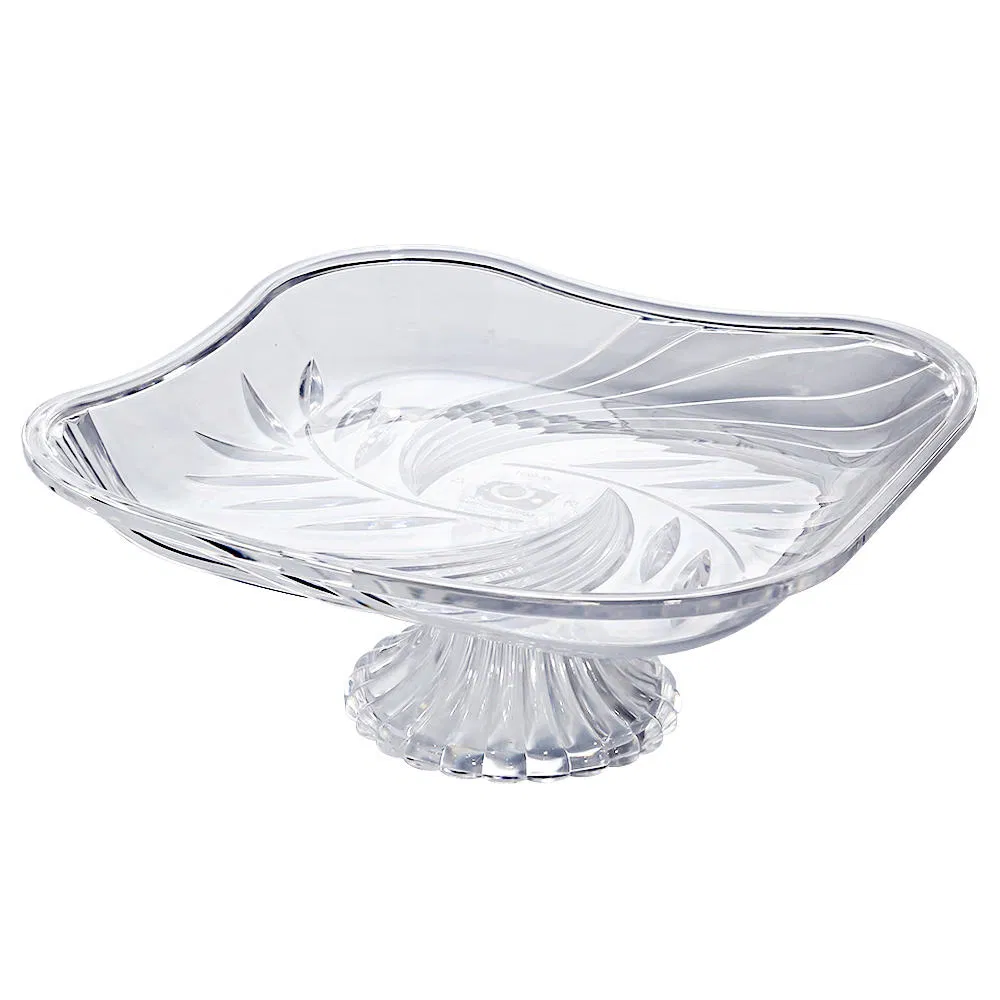 Plastic Fruit Plate - Modern Wheat Square Design with Holder