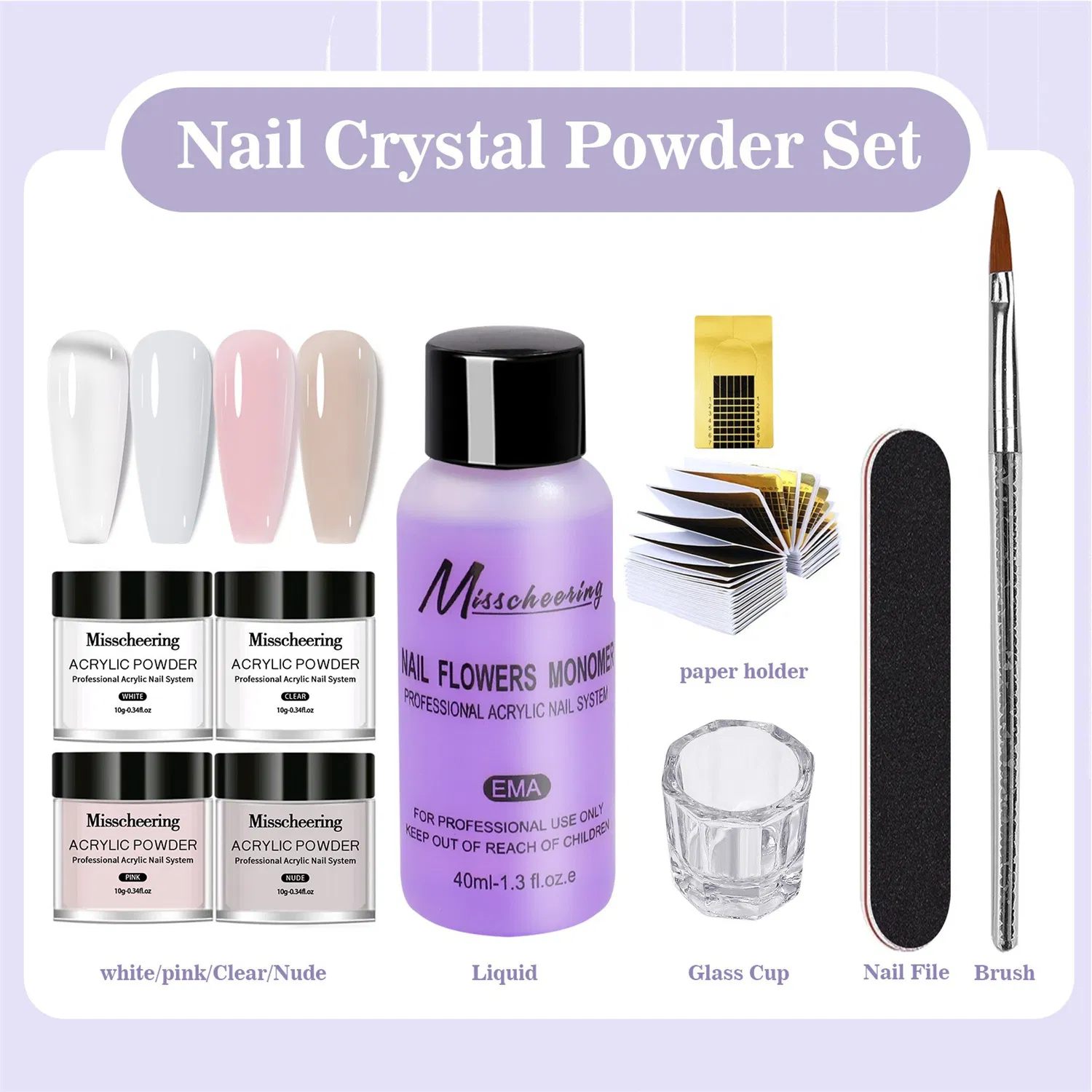 Nail Tools Clear Crystal Nail Carving Powder Nail Extension Powder Model Crystal Powder Set
