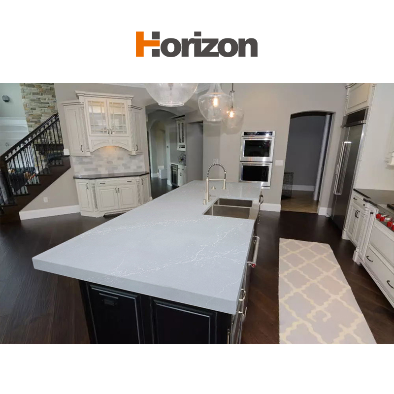 Horizon Artificial Low Silica Kitchen C Luxury Gold Calacatta Quartz Jade Slab Hygienic