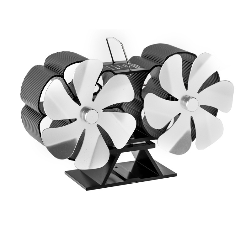 Hot Selling Chimney Duct Wall Mounted Thermal Power Fan, 12 Blade Double Head Stove Fan in Stock