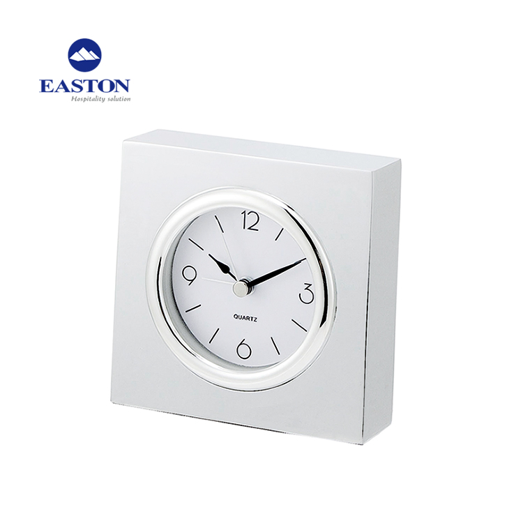 Hotel Round Shape Silver Chrome Metal Alarm Clock Wholesale