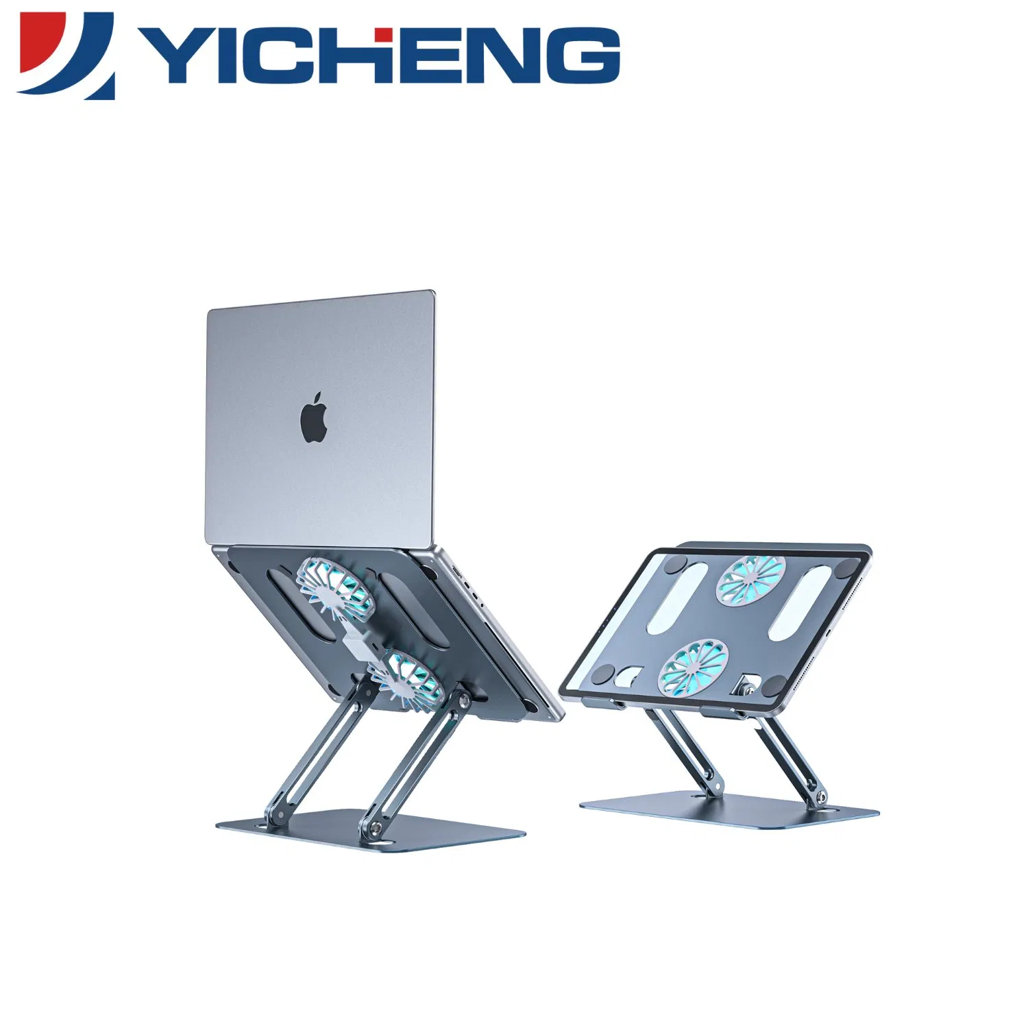 Foldable Laptop Tablet Stand Holder Carbon Steel with Fan Cooling, Space-Saving Design for Home Office Computer Stand