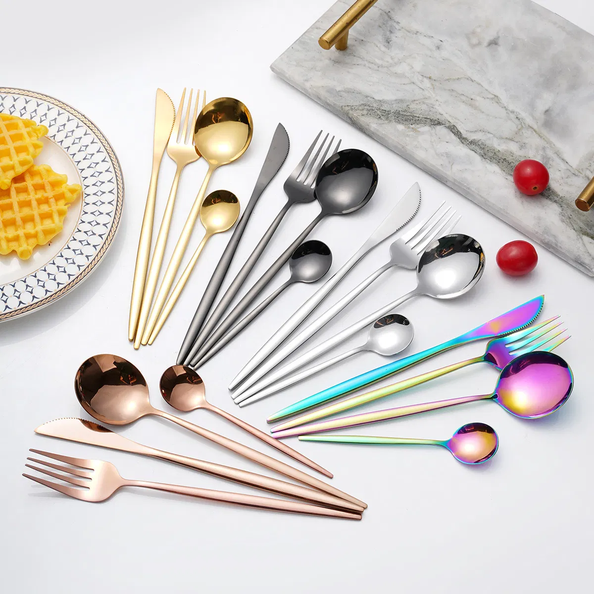 Elegant Stainless Steel Cutlery Set with 6 Pieces for Modern Dining