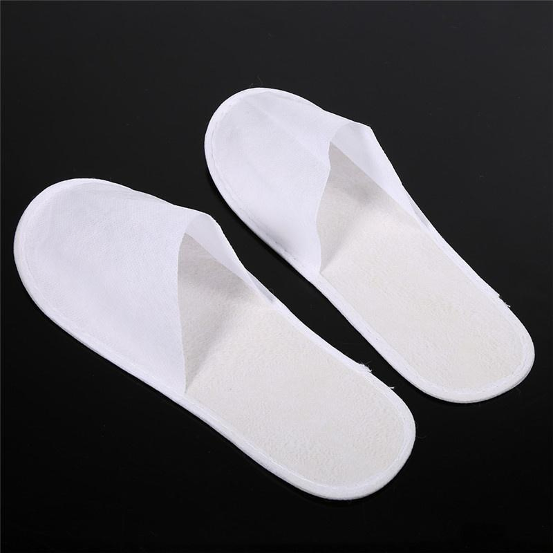 5 Star Hotel 100% Polyester Velour Disposable Hotel White Slipper Custom Logo Closed Toe Luxury SPA Airline Use