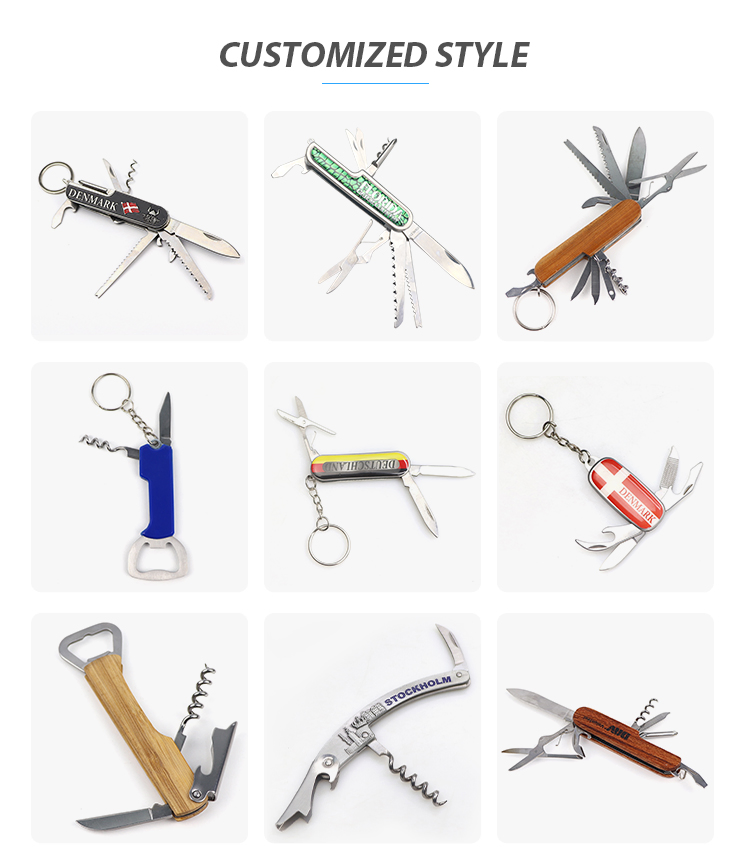 Wholesale Custom Logo Souvenir Multi Tool Utility Folding Pocket Knife Keychain
