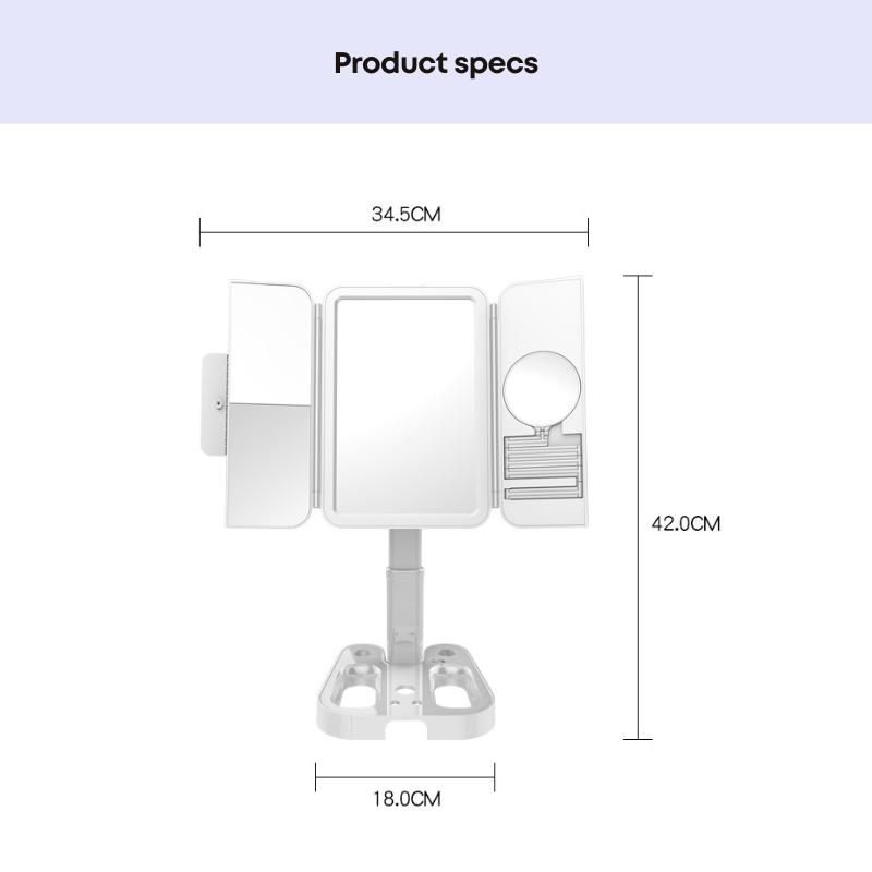 Folding Tri Fold Vanity Mirror for Makeup LED Lights