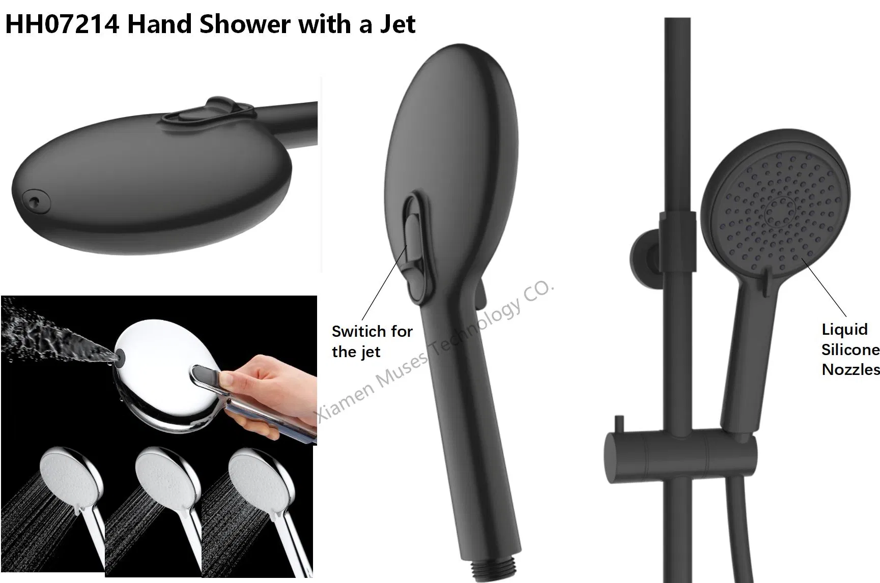 3 Functions High Pressure Sanitary Ware Bathroom Toilet Best Filter Healthy Bath Shower Head Handheld Hand Shower with Removable Ceramic Vitamin Filter