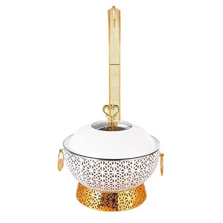 Big Size New Gold Plated Stainless Steel Buffet Stove Hotel Insulated Vegetable Stove