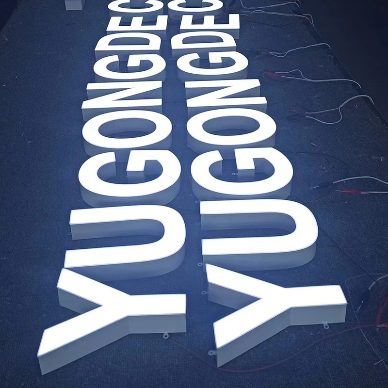 Customized Shopfront Box Sign Lightbox Illuminated Crystal Round Letter Signage Acrylic Signage