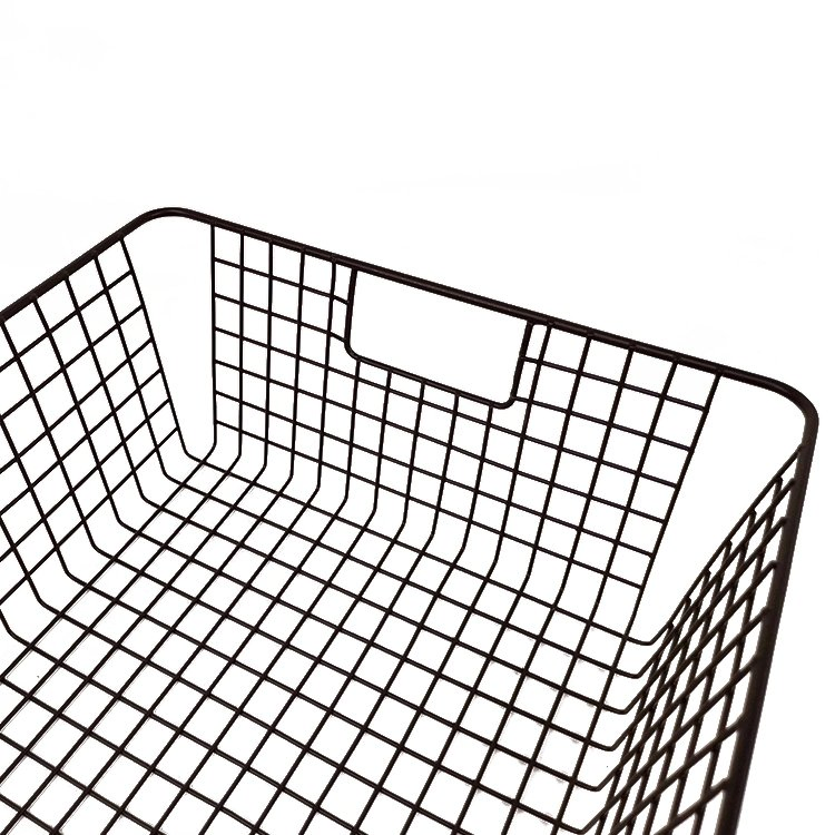 Black Storage Bin Bathroom Kitchen Household Rectangular Wire Basket