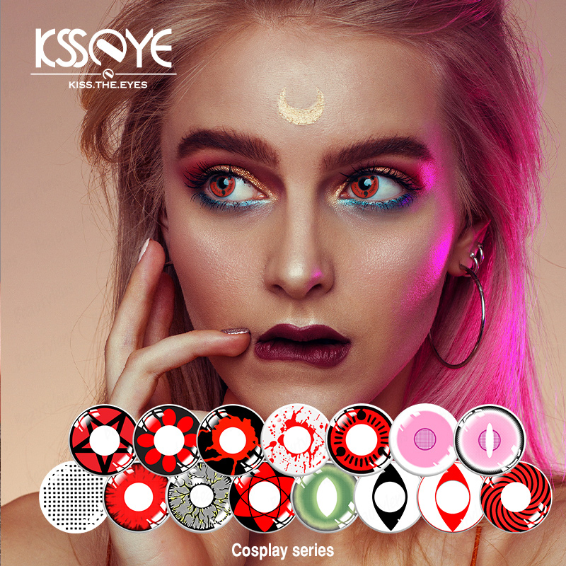 Halloween Lenses Supplier Sharingan Contacts Cosplay Crazy Hot Selling Crazy Color Design Cosmetic Soft Red Eye Color Makeup Contact Lens