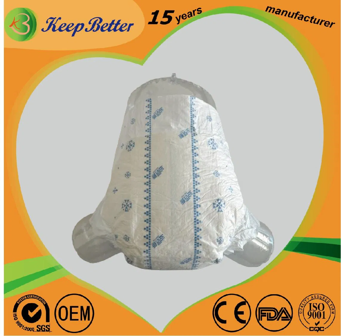 OEM Magic Tape Clothlike Backsheet Medical Care Personal Hygiene Incontinence Bulk Products Adult Brief Diaper M L XL XXL