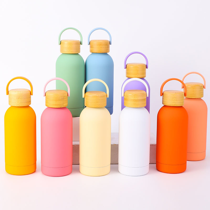 New 500ml Portable Handle Water Bottle Bamboo Lid Small Mouth Thermo Cup