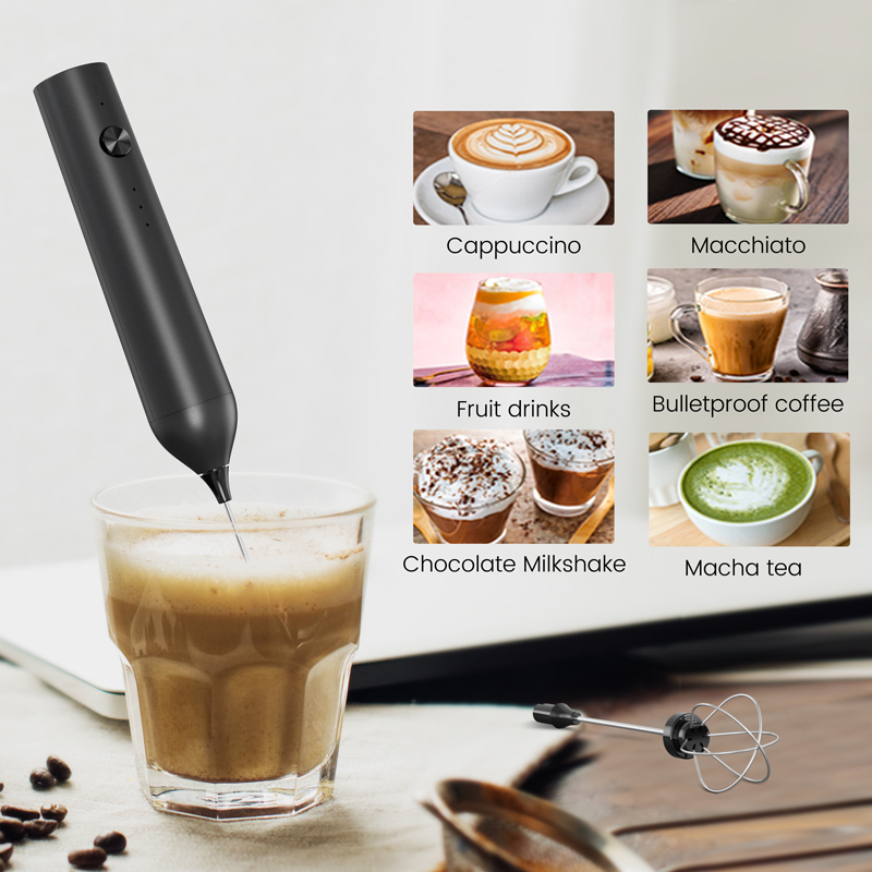 Rechargeable Wholesale Handheld Electric Milk Frother 2 Whisks Custom Logo Mini Mixer