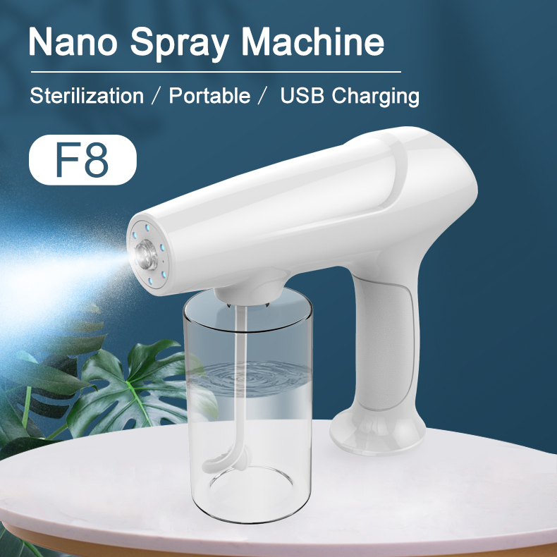 Handheld Wireless Charging Blue Light Steam Nano Spray Gun Sprayer 340ml