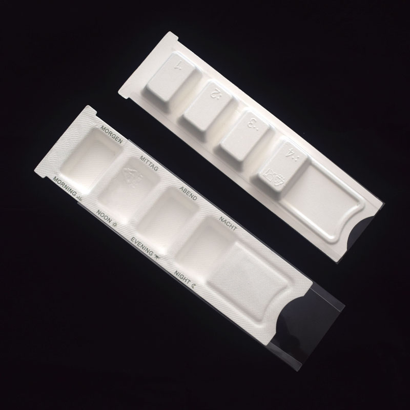 Pfas Free Bagasse Medicine Box 4 Times Reminding Pills Container with RPET Clear Cover