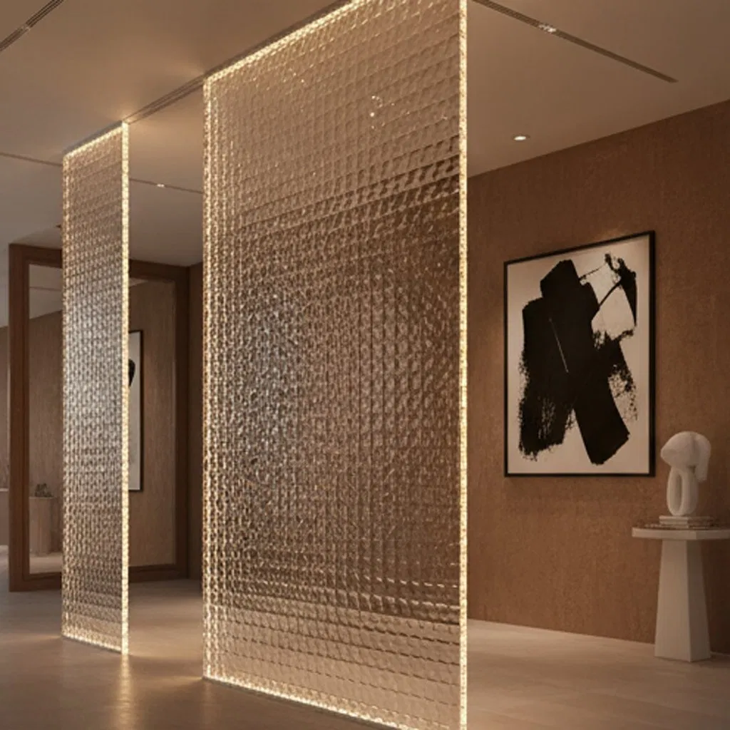 Textured Finish Etched Engraved Glass Glass Countertop for Elegant Dining Spaces