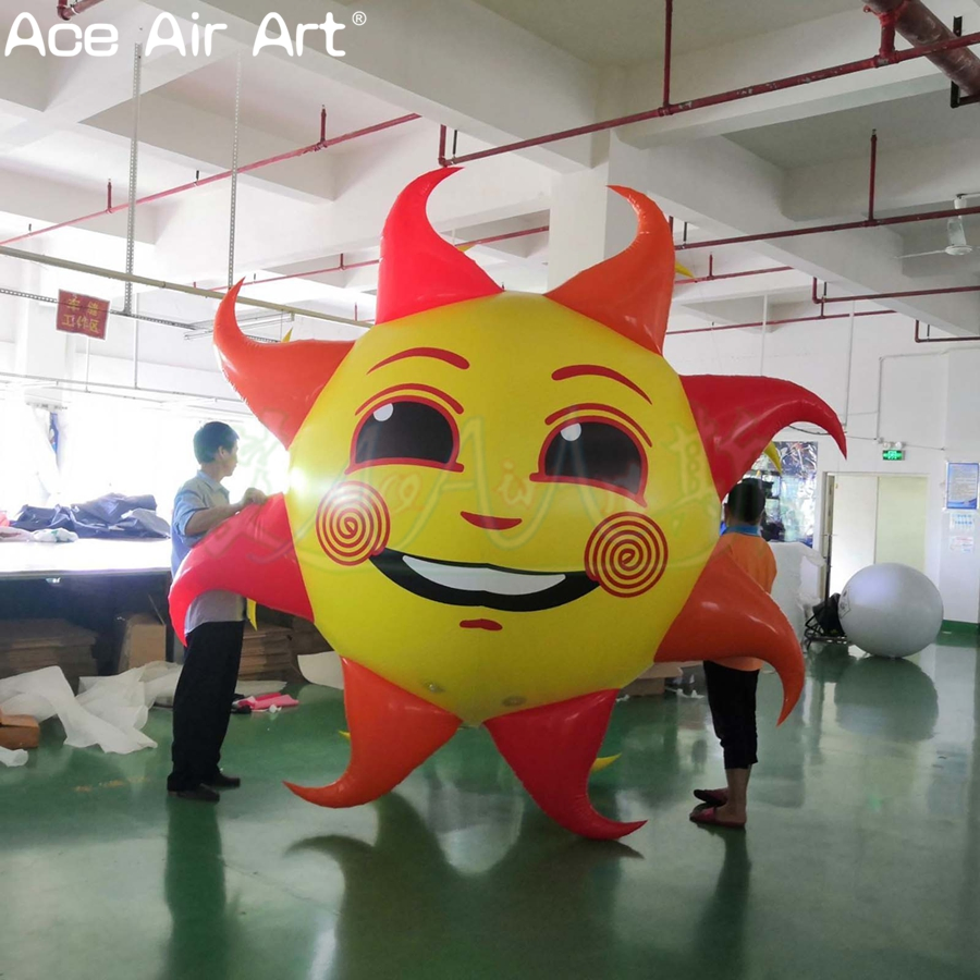 Custom Inflatable Cartoon Sun Model Smiling Sun Double-Sided Sun for Outdoor Party Decoration