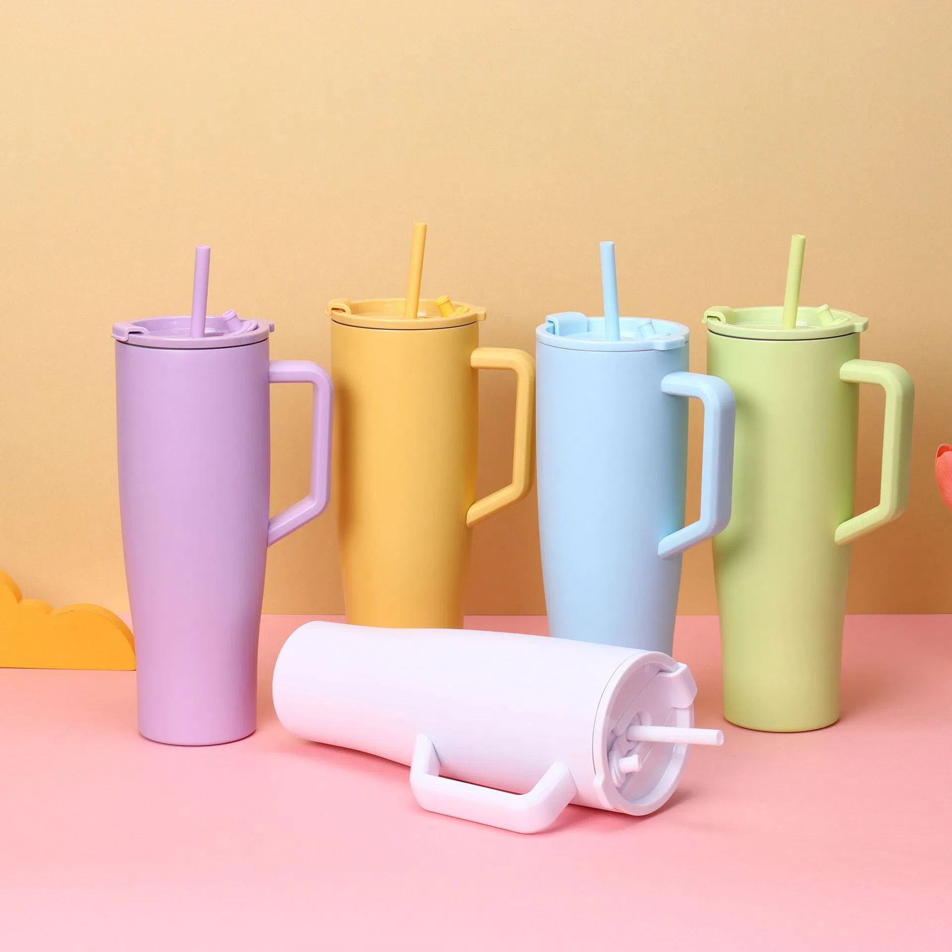 Wholesale 40oz Insulated Custom Thermo Water Bottle Cup Stainless Steel Double Wall Vacuum Travel Coffee Mug 40 Oz Tumbler Vacuum Flask with Handle