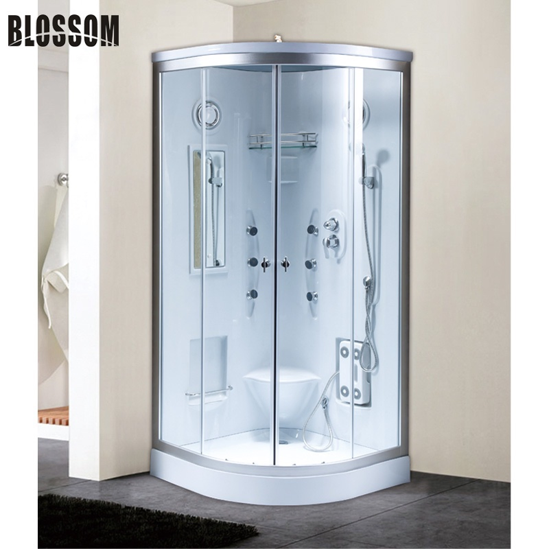 White Aluminum Frame Bath Simple Glass Box Shower Room Unit