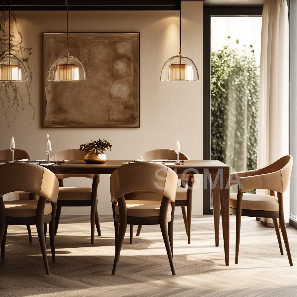 Обеденная группа деревянный стол тканевые стулья комплект