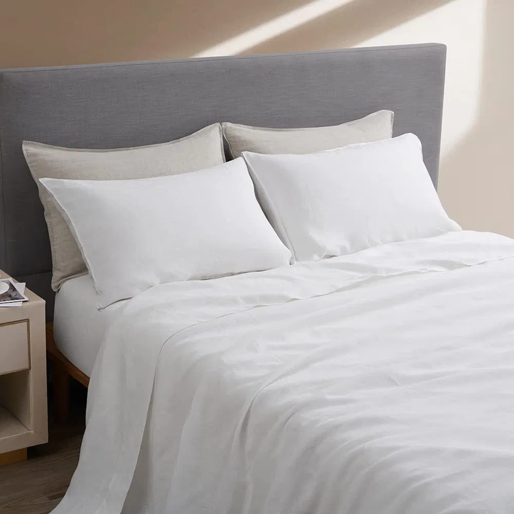 Linen Fabric Bed Set Duvet Cover Comforter Quilt Set French Flax Linen Bed Sheet Set Single Double