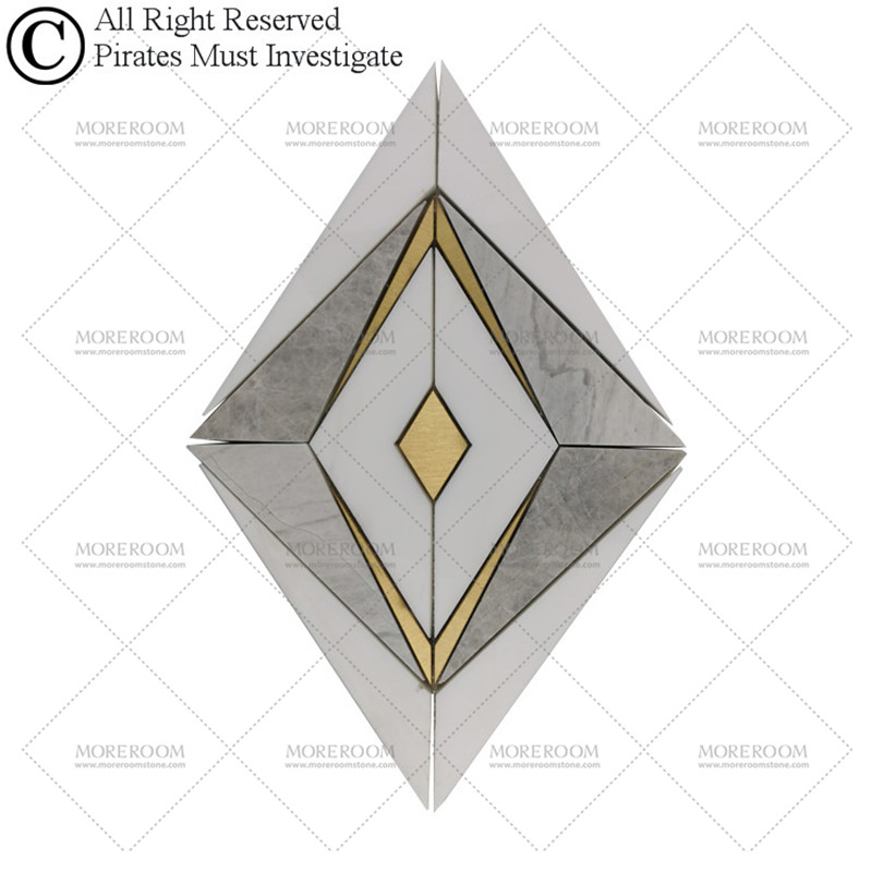 Мозаика из мрамора и латуни Diamond Shape