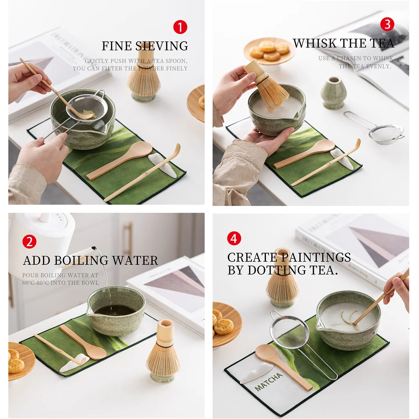 Japanese Matcha Set with Ceramic Bowl Bamboo Matcha Whisk