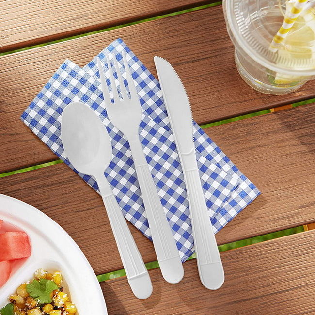 2.5g 2.8g White Medium Plastic Fork Spoon Knife Plastic Cutlery