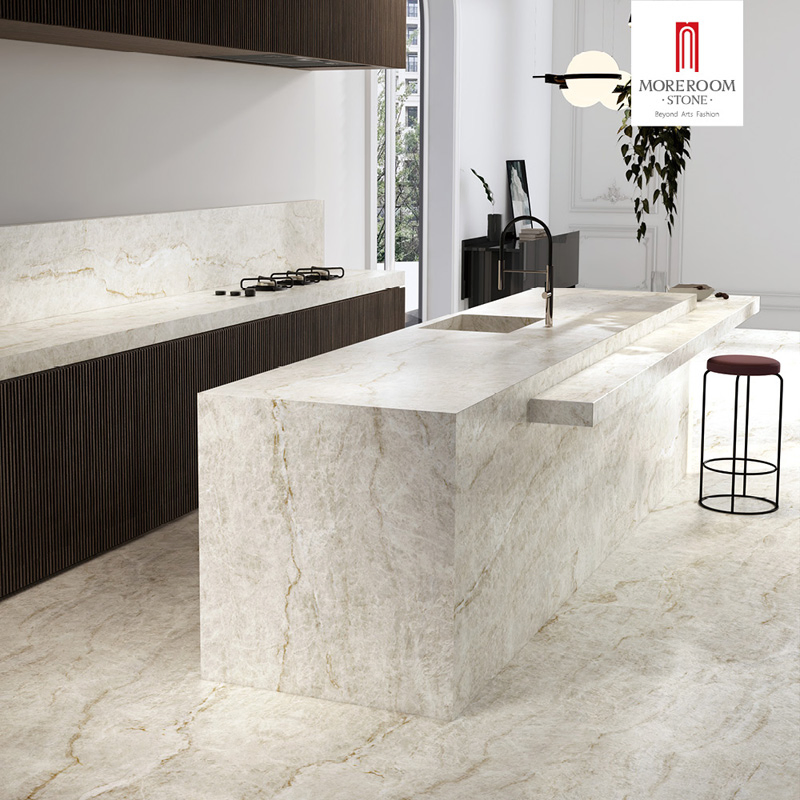Sinterflex Stone Large Format Taj Mahal Marble Tiles for Lightweight Interior Decoration