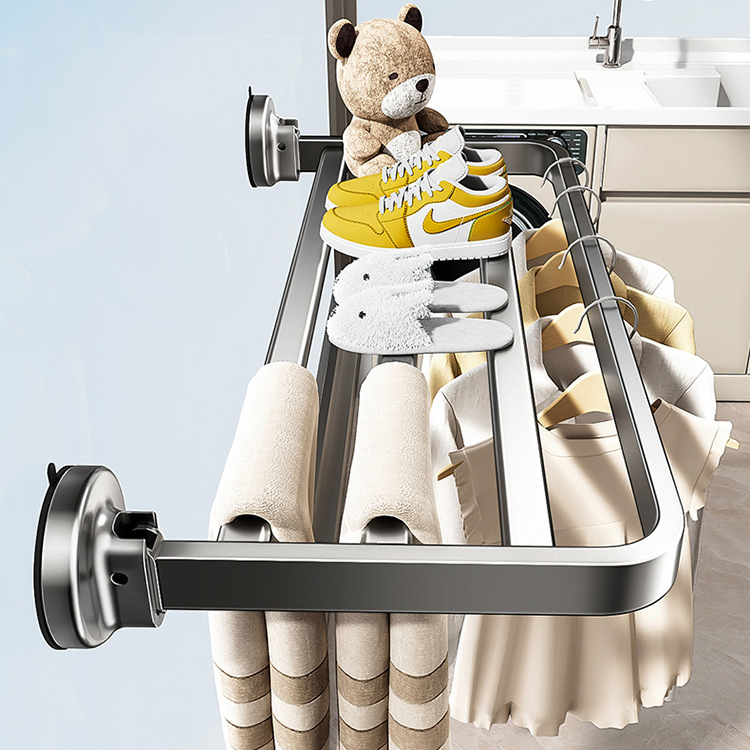 Sanipro New Style Suction Cup Type Folding Clothes Drying Rack Collapsible Laundry Towel Shoes Hanging Dry Hanger