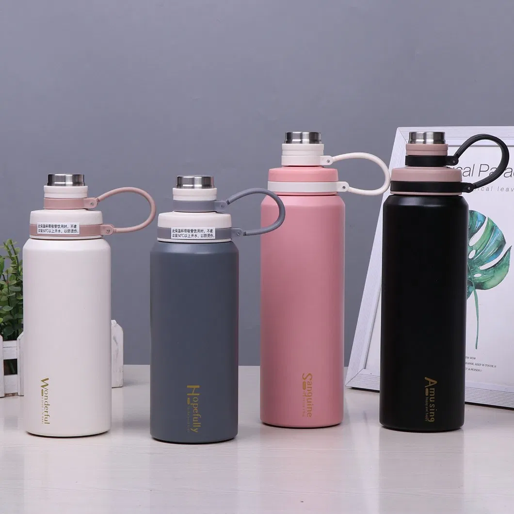 Vacuum Insulated Stainless Steel Metal Thermos Bottles Reusable Leak Proof BPA-Free Flask with Straw for Sports Gym