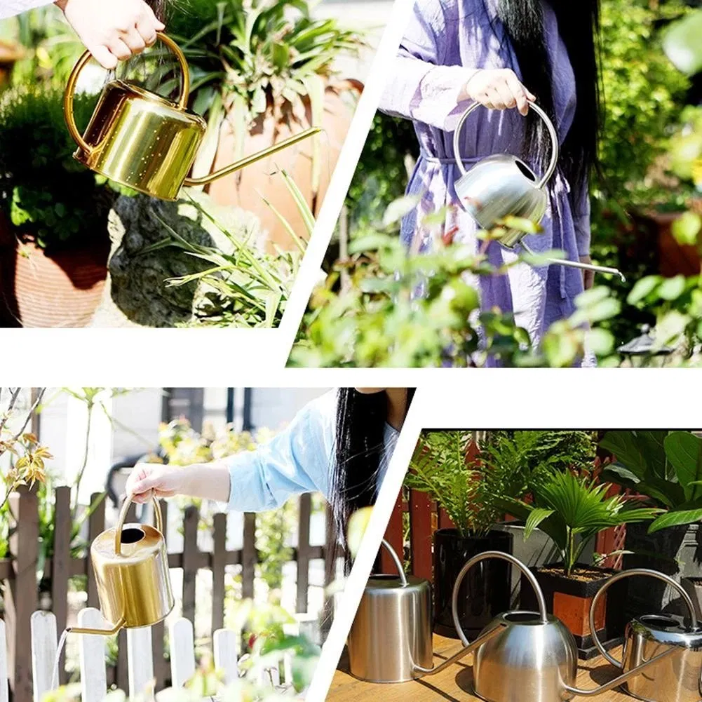Stainless Steel Watering Can Pots Long Mouth Watering Can Pot Flower Plants Perfer for Sprinkling Tools for Garden Supplies