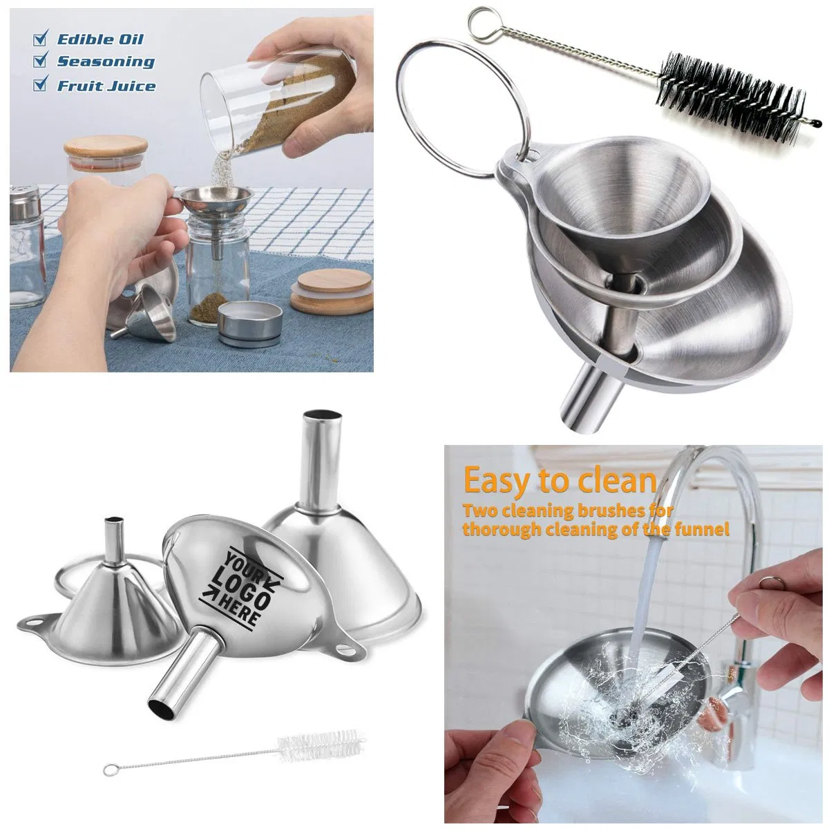 Metal Stainless Steel Funnel Large Small Funnel Set Food Grade Mini Funnels