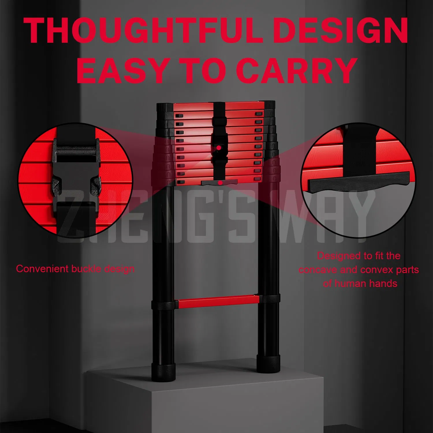 Stainless Steel Telescopic Extension Ladder 330lbs Portable Multi-Purpose Folding Ladder with En131 Certificate