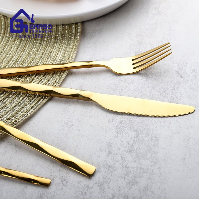Garbo Handled PVD Golden Dinner Fork Ss410 High Quality Steak Fork