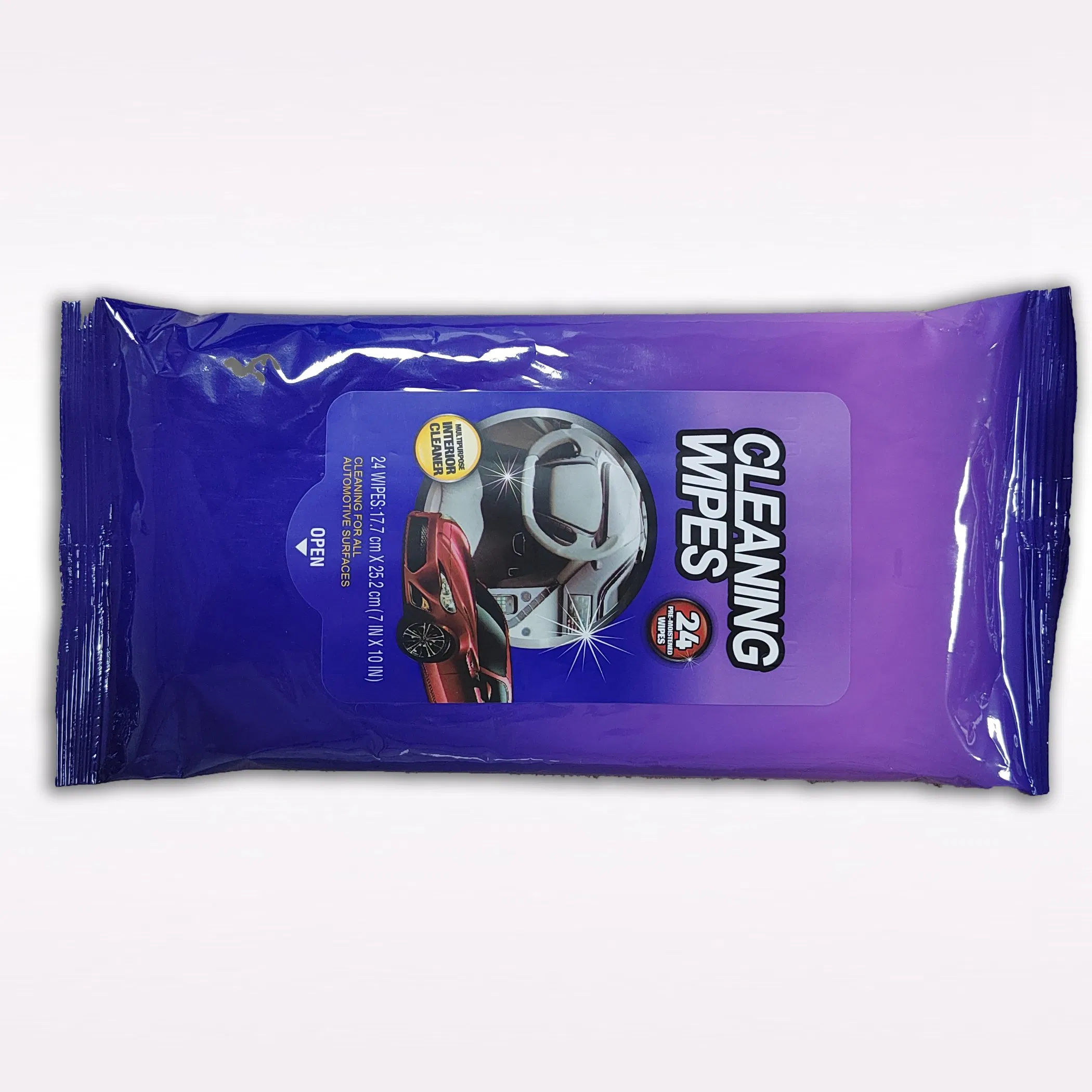 Free Sample 24CT Custom Car Care Window Interior Dashboard Leather Wet Wipes for Car Cleaning