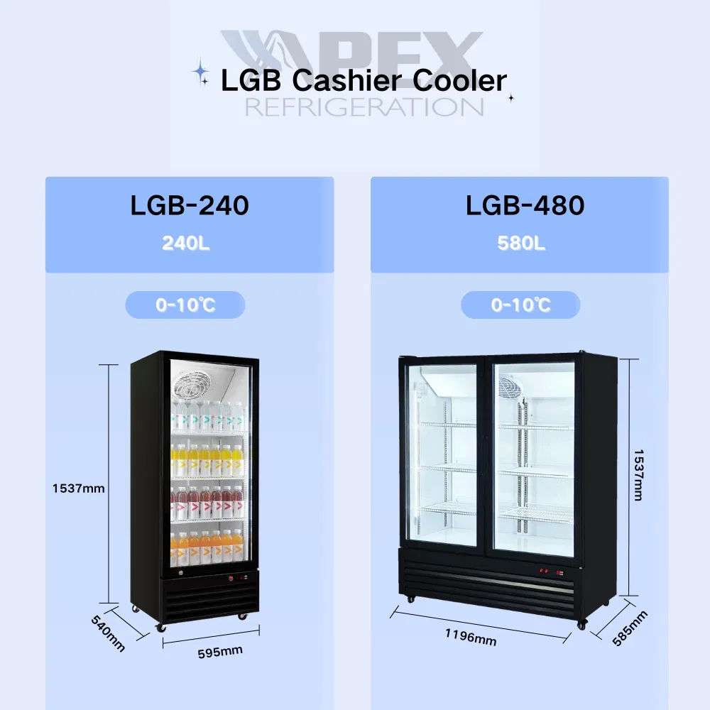 Single Door Upright Beverage Display Cooler Refrigerator with Direct Cooling
