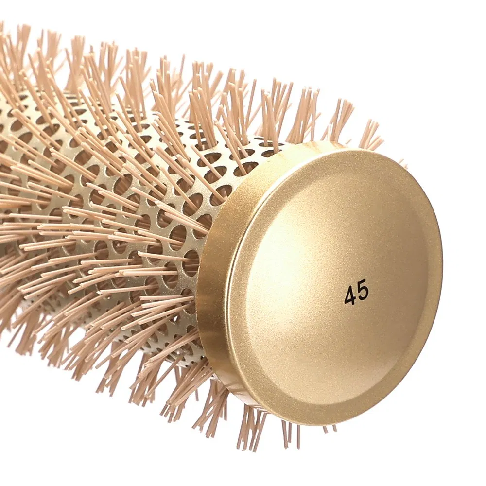 Professional Nylon Aluminum Cylinder Hairbrush Hair Salon Round Brush for Curling Styling Blow Drying