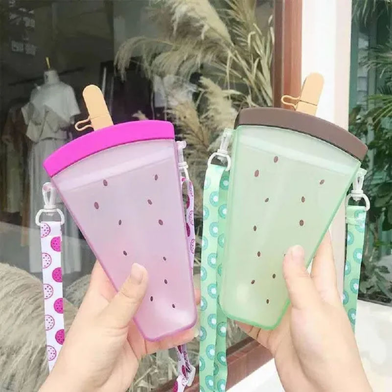 Leakproof Watermelon Popsicle Drinking Bottle with Straw and Adjustable Strap Tg011_9