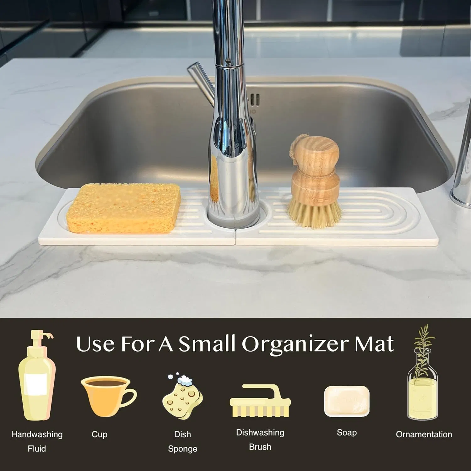 Faucet Mat, Bar Soap Holder, Diatomite Quick Drying Tray, Drying Mat, Faucet Splash Guard for Bathroom Counter, Bathroom Tray, Drying Mat, Bathroom Drain