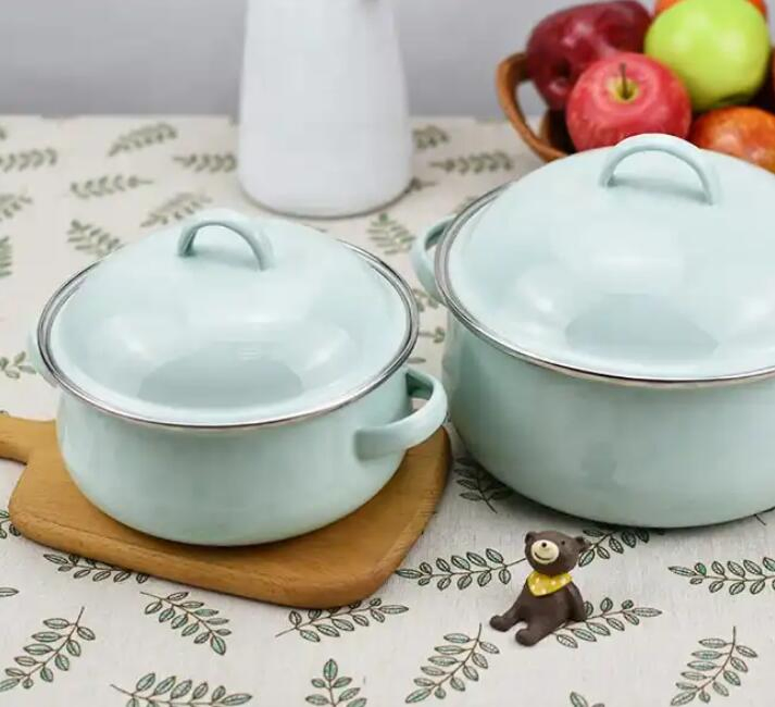 16-24cm 673dg-K 5PCS Black Pot Turkish Cast-Iron Cookware Kitchen Cooking Pot Enamel Casserole Set Enamelware