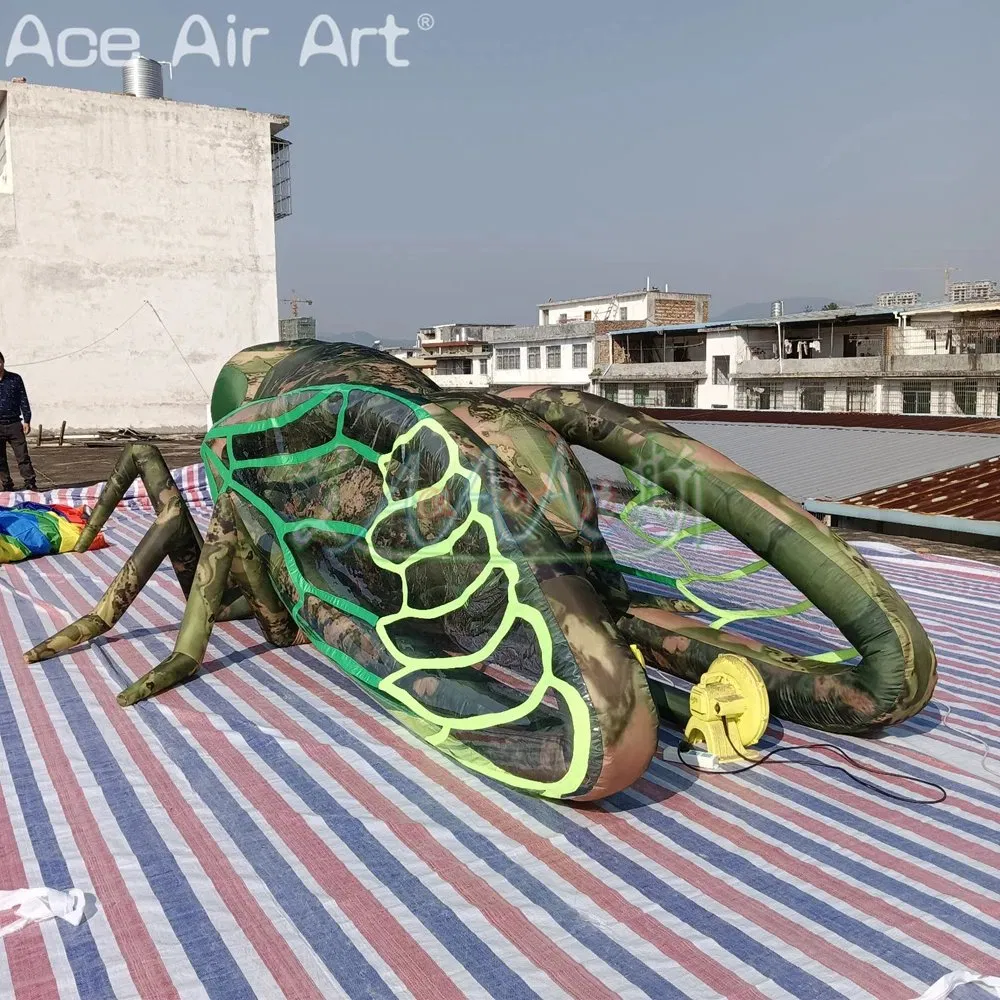 5m Long Inflatable Colorful Cicada with Wings and LED Lights Inflatable Animal for Outdoor Event Decoration or Party