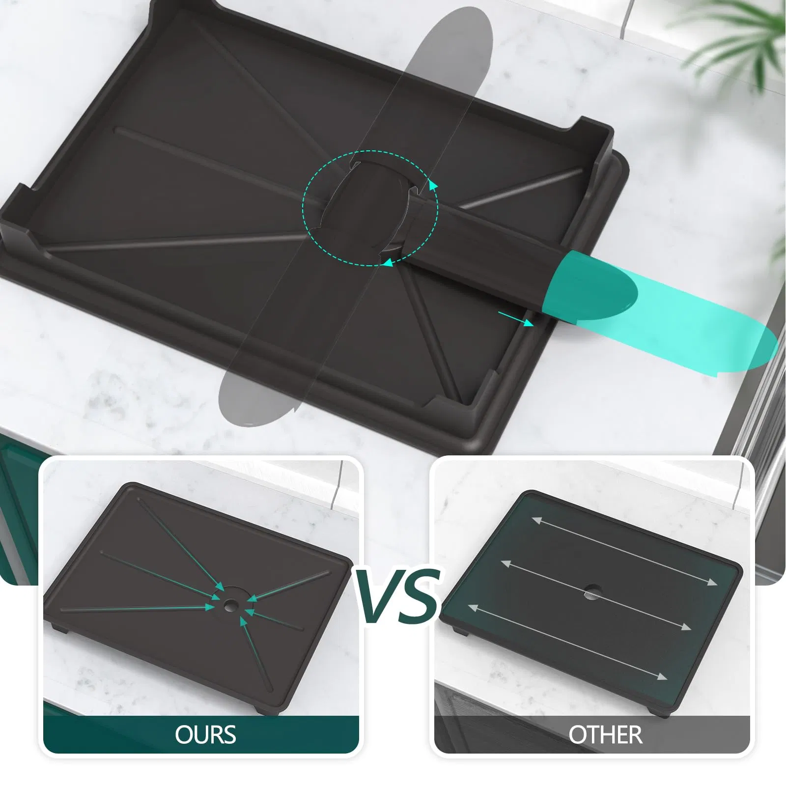 2-Tier Stainless-Steel Dish-Drying-Rack with Drainboard & Utensil-Holders, Space-Saving Sink-Counter Organizer