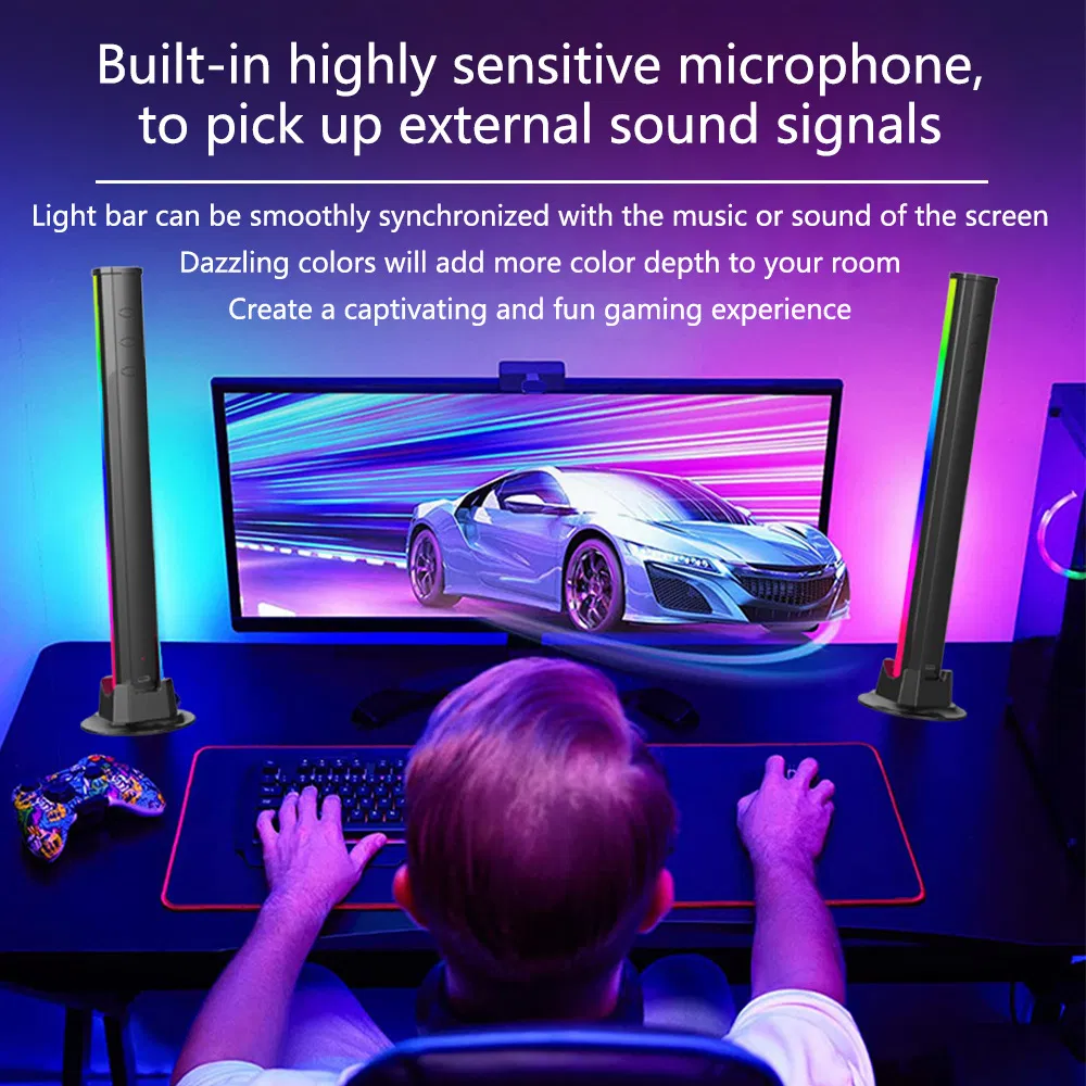 Bluetooth LED Music Rhythm Light Bar with Voice Control and RGB Induction